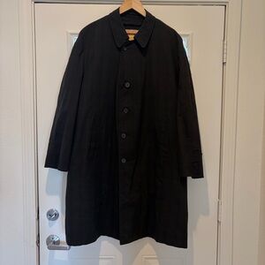 Trench Coat Green Gray & Black Plaid Overcoat Water Resistant Mens M/L